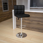 Flash Furniture Contemporary Black Quilted Vinyl Adjustable Height Barstool with Chrome Base-Swivel Seat