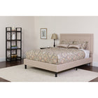 Flash Furniture Roxbury Queen Size Tufted Upholstered Platform Bed in Beige Fabric with Pocket Spring Mattress-Panel Headboard