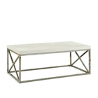 Monarch Specialties 3028 Coffee Table - Glossy White With Chrome Metal-Glossy white top cocktail table supported by a modern polished chrome base