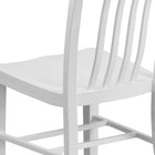 Flash Furniture Commercial Grade Metal Indoor-Outdoor Chair - White-White Powder Coated Frame Finish
