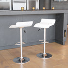 Flash Furniture Contemporary Vinyl Adjustable Height Barstool with Solid Wave Seat & Chrome Base - White - 2 Pack-Footrest