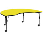 Flash Furniture Mobile 48"W x 72"L Kidney HP Laminate Activity Table - Yellow-Collaborative Kidney Activity Table
