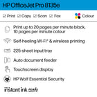 HP OfficeJet Pro 8135e Wireless All-in-One Colour Inkjet Printer with Bonus 3 months Instant Ink with HP+-Print speeds up to 10 ppm colour, 20 ppm black