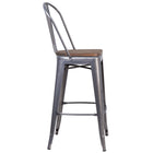 Flash Furniture 30" High Clear Coated Barstools with Back & Wood Seat - 4 Pack-Curved Back with Vertical Slat