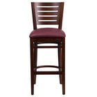 Flash Furniture Darby Series Slat Back Walnut Wood Restaurant Barstool - Burgundy Vinyl Seat-Wood Dining Bar Stool