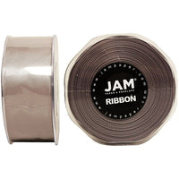 JAM Paper Double Faced Satin Ribbon, 1.5 Inch Wide x 25 Yards, Silver, 2 Pack (808SAsi25g)-Silver