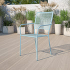 Chaise de patio en acier avec accoudoirs et dossier carré, intérieur/extérieur, bleu ciel (CO-2-SKY-GG)-7
