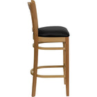 Flash Furniture HERCULES Series Vertical Slat Back Natural Wood Restaurant Barstool - Black Vinyl Seat-Vertical Slat Back Design