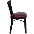 Flash Furniture HERCULES Series Black Three-Slat Ladder Back Metal Restaurant Chair - Burgundy Vinyl Seat - 2 Pack-Burgundy Vinyl Upholstered Seat