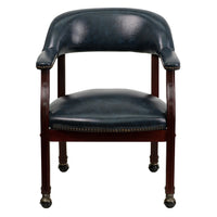 Flash Furniture Navy Vinyl Luxurious Conference Chair with Accent Nail Trim & Casters-Captain's Chair