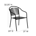 Flash Furniture Black Indoor-Outdoor Steel Patio Arm Chair with Round Back-Plastic Floor Glides