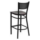 Flash Furniture HERCULES Series Black Grid Back Metal Restaurant Barstool - Mahogany Wood Seat - 2 Pack-.625" Thick Plywood Seat