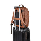Bugatti 15" Synthetic Leather Backpack with Canvas Trim, Cognac-Identity theft compartment section