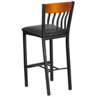 Flash Furniture Eclipse Series Vertical Back Black Metal & Cherry Wood Restaurant Barstool with Black Vinyl Seat - 2 Pack-2" Thick Foam Padded Seat
