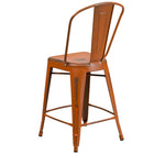 Flash Furniture – Tabouret de comptoir de 24 po avec dossier, pour l’intérieur, métal vieilli, orange (ET353424OR)-Trous de drainage dans le siège