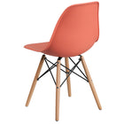 Flash Furniture Plastic Chair with Wood Base, Peach, 2 Pack-Structure is molded polypropylene