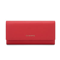Champs RFID Trifold Expandable Wallet -  Red-Faux leather, red