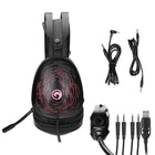 Marvo HG9049 USB 7.1 Surround Advanced Backlit Gaming Headset, Black-On-ear volume control, in-line remote control