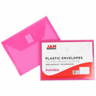 JAM Paper Plastic Envelopes with Hook & Loop Closure - Index Booklet - 5.5" x 7.5" - Fuchsia Pink - 12 Pack -Size: Index / Check (5.5" L x 7.5" W)