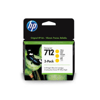 HP 712 Yellow DesignJet Ink Cartridge - 3 Pack-Yellow
