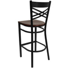Flash Furniture HERCULES Series Black "X" Back Metal Restaurant Barstool - Mahogany Wood Seat - 2 Pack-.625" Thick Plywood Seat