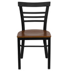Flash Furniture HERCULES Series Black Three-Slat Ladder Back Metal Restaurant Chair - Cherry Wood Seat-Metal Chair