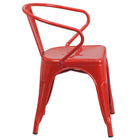 Flash Furniture Red Metal Indoor-Outdoor Chair with Arms-Stacks up to 8 Chairs High