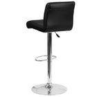 Flash Furniture Contemporary Vinyl Adjustable Height Barstool with Rolled Seat and Chrome Base - Black - 2 Pack-Line Stitching on Back