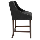 Flash Furniture Carmel Series 24" High Transitional Walnut Counter Height Stools - 2 Pack-Charcoal Fabric Upholstery