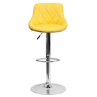 Flash Furniture – Tabouret de bar de 18 1/2 x 19 po en vinyle avec base chromée, hauteur réglable, jaune-Ensemble de 2 tabourets de style contemporain