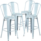 Flash Furniture Tabouret de bar pour l'intérieur et l'extérieur de 30 po haut. en métal vert-bleu vieilli avec dossier-Dossier courbé avec latte verticale