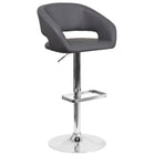 Flash Furniture Contemporary Grey Vinyl Adjustable Height Barstool with Rounded Mid-Back & Chrome Base-Rounded Mid-Back Design