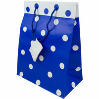 Jam Paper Gift Bags with Rope Handles - Large - 10" x 13" x 6" - Blue & White Polka Dot Matte - 24 Pack-Color: Blue & White Polka Dot Matte