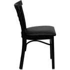 Flash Furniture HERCULES Series Black Three-Slat Ladder Back Metal Restaurant Chair - Black Vinyl Seat - 2 Pack-Black Vinyl Upholstered Seat
