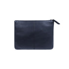 ASHLIN DESIGNER, BROOKE, Medium Leather Pouch, Natural Milled Cowhide, Navy Blue-Comes with a YKK metal zipper enclosure with a leather puller