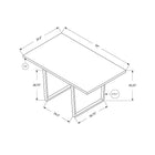 Monarch Specialties 1120 Dining Table - 36"X 60"/Grey/Chrome Metal-Weight Capacity: 200LBS