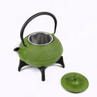 Tao Tea Leaf Large Cast Iron Tea Pot with Stand, Loose Leaf, 1.2L, Green-Handcrafted by professional artisans