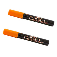 Marvy Uchida Broad-Point Liquid Chalk Markers - Erasable - Dustless - Orange - 2 Pack-Colour: Orange