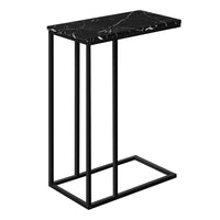 Monarch Specialties 3763 Accent Table - 25"H/Black Marble/Black Metal-Bring a modern vibe to your living room, office space, family room or den with this C-shaped end table