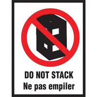 International Safe Handling Label, "Do Not Stack", Bilingual, 3" x 4", 500 Pack-Dimensions: 3" x 4"
