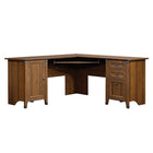 Sauder 66"W Carson Forge Corner Computer Desk - Washington Cherry-Add some style to your office or home office while saving space with a corner desk