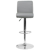 Flash Furniture Contemporary Grey Vinyl Adjustable Height Barstool with Rolled Seat & Chrome Base-Contemporary Style Stool