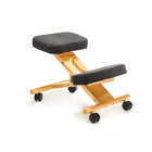 Nicer Furniture Kneeling Chair with Memory Foam - Natural Wooden Frame Black Fabric-Dual Wheel Casters