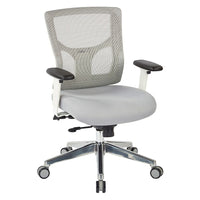 Pro-Line II White Mesh Mid Back Manager's Chair and Padded Seat, Height Adjustable Back-White with Grey Padded Seat