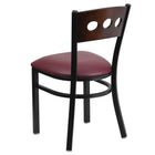 Flash Furniture HERCULES Series Black 3 Circle Back Metal Restaurant Chair - Walnut Wood Back & Burgundy Vinyl Seat-Burgundy Vinyl Upholstered Seat