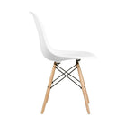 Nicer Furniture Eiffel Style Side Chair with Natural Wood Legs - White - 4 Pack-Ergonomically shaped & comfortable curved seating - Great for Home, Office, Nurseries, Parties, Banquets, Bar and Cafe.