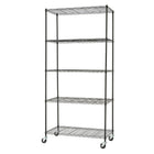 TRINITY Basics 5-Tier Wire Shelving Rack with Wheels, Black (TBFPB-0933)-Shelves adjustable in 1" increments