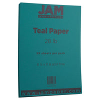 JAM Paper Matte Paper - 8.5" x 11" - 28 lb. - Teal - 50 Sheets/Pack-Colour: Teal Blue | Make your work stand out with premium Coloured paper.