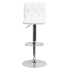 Flash Furniture 15 1/2" x 18" Vinyl Adjustable Height Bar Stool W/Chrome Base, White, 2 Pack-Low Back Design