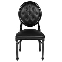 Flash Furniture HERCULES Series King Louis Chairs with Tufted Back, Black Vinyl Seat & Black Frame - 2 Pack-Set of 2 Classic Styles